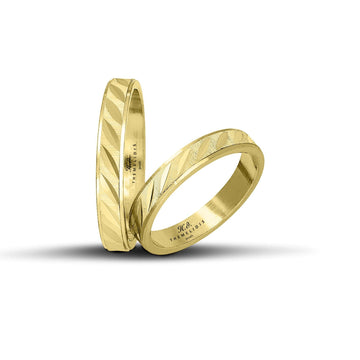 Βέρες Γάμου σετ χρυσές ματ με λουστράτες λεπτομέρειες - themelidisjewels